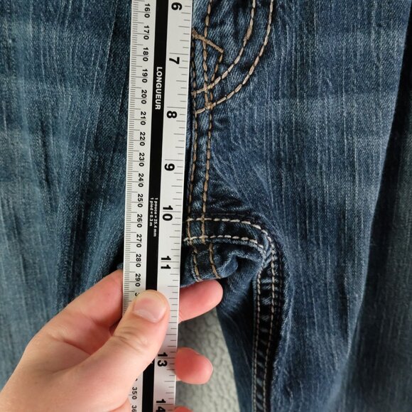 Silver Jeans Mens 38x32 Blue Zac Relaxed Bootcut Stone Wash Whiskers Y2K - Picture 7 of 11